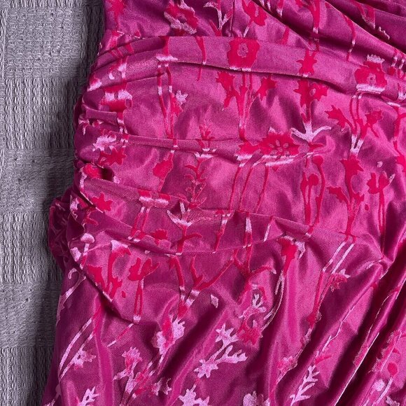 Hutch One-Shoulder Ruched Velvet Dress Pink/Rose/Magenta XL - Picture 3 of 9